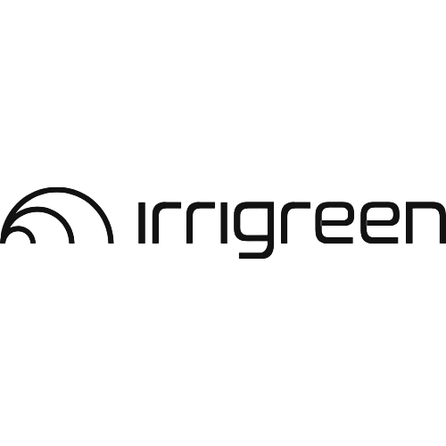 Irrigreen logo in black with a stylized arc icon on a white background