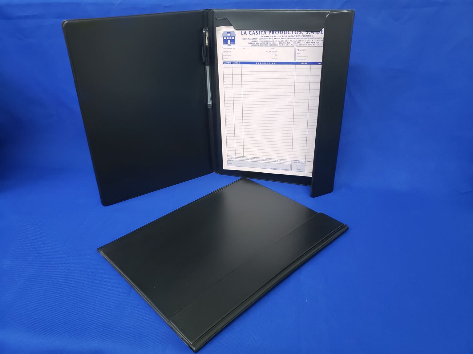 Carpeta porta block con solapa vinil negro