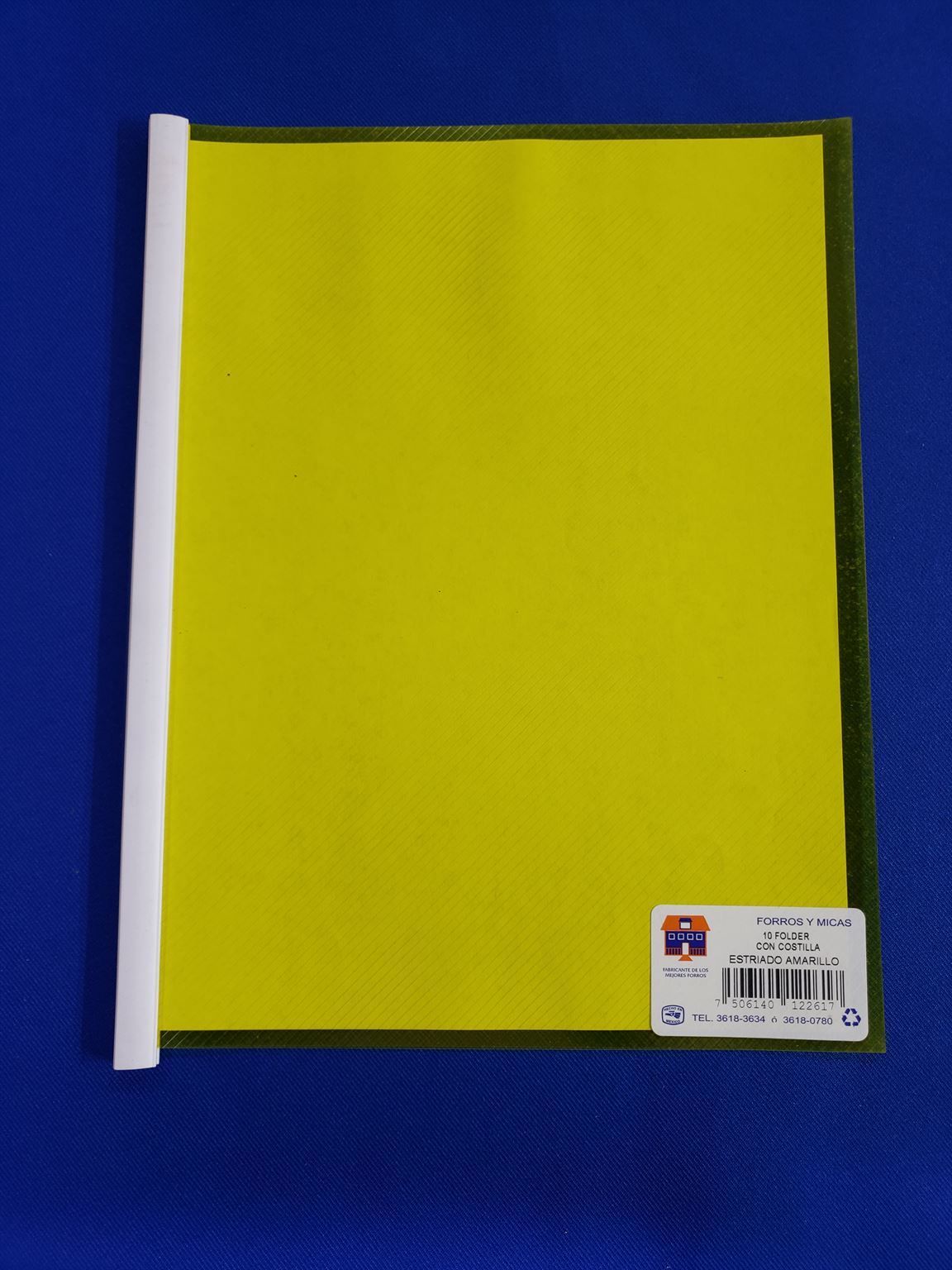 folder con costilla estriado amarillo