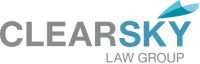 Clearsky Law Group logo in gray and teal text with a blue sky leaf icon.