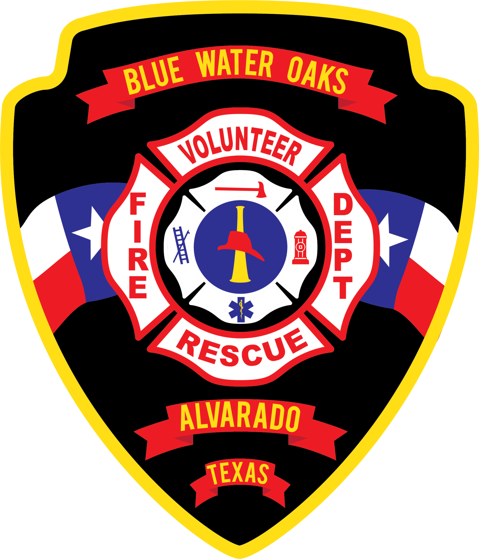 A blue water oaks volunteer fire rescue logo