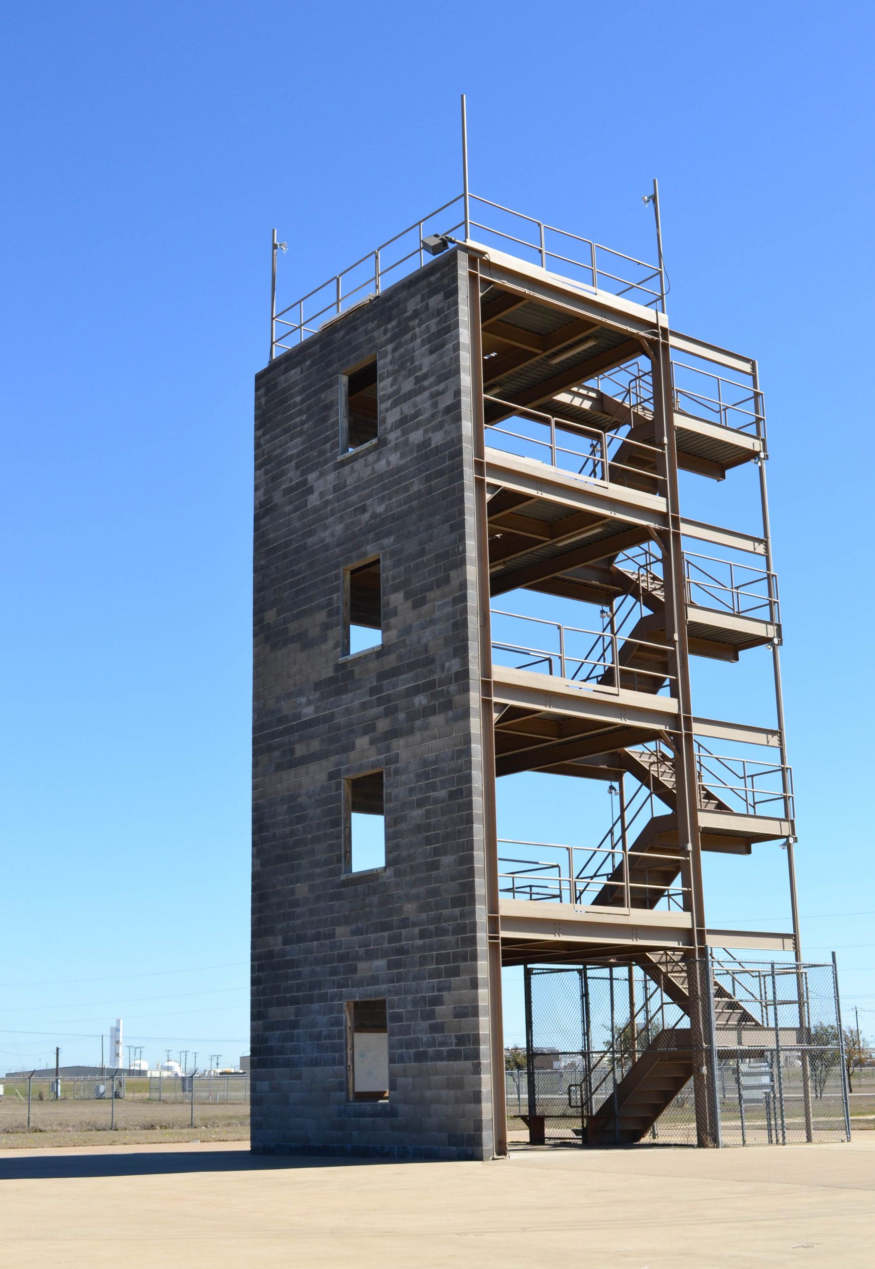 A picture of a fire training tower.