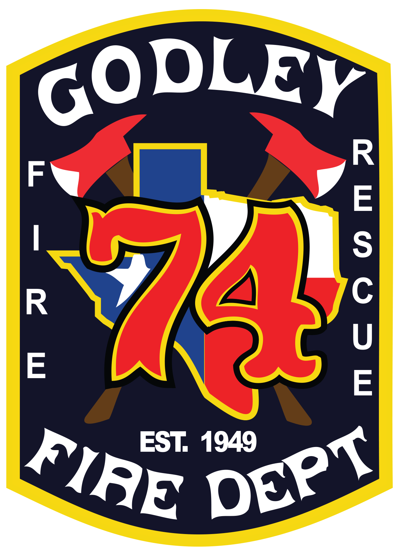 The Godley fire dept logo has a Texas flag on it