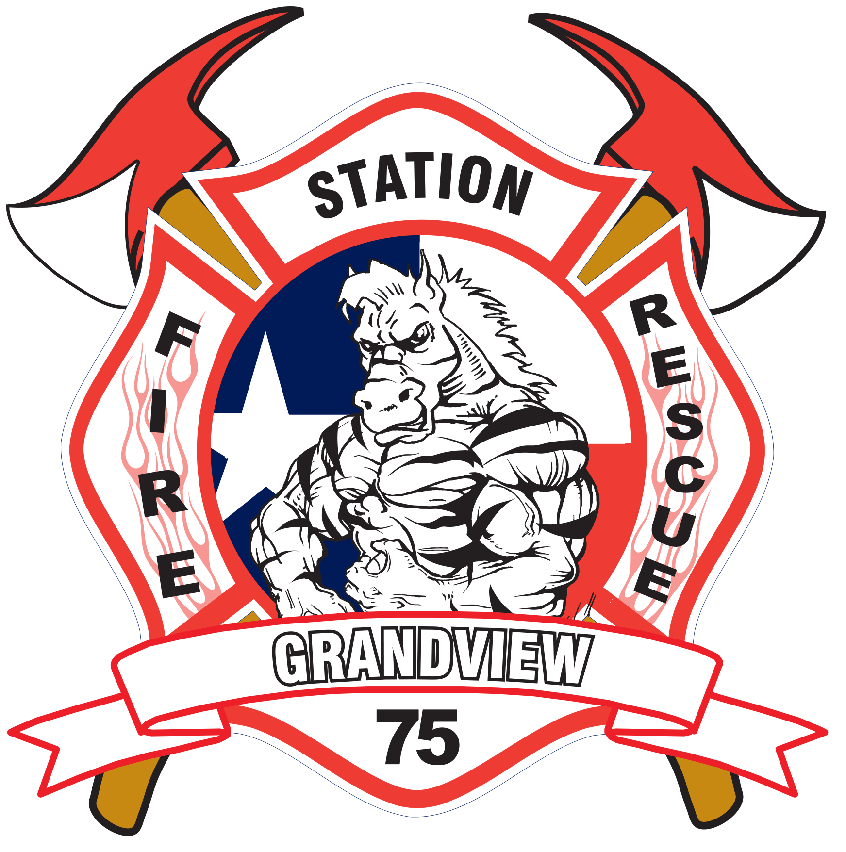 A logo for a fire station in Grandview Texas