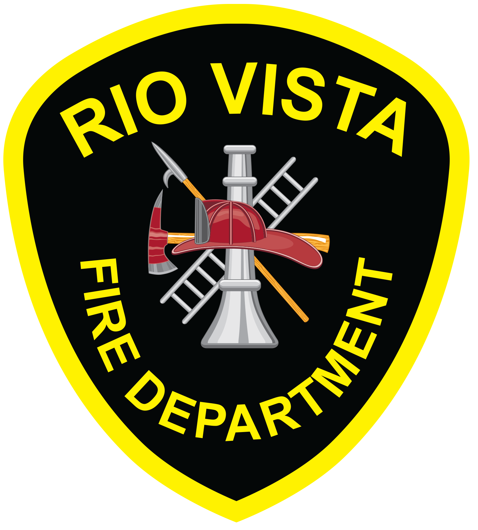 The logo for the Rio Vista fire department is black and yellow.