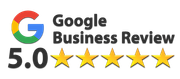 Google Business Review badge showing 5.0 rating with five gold stars and Google logo