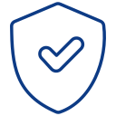 Blue outlined shield with a checkmark icon, representing security or protection.