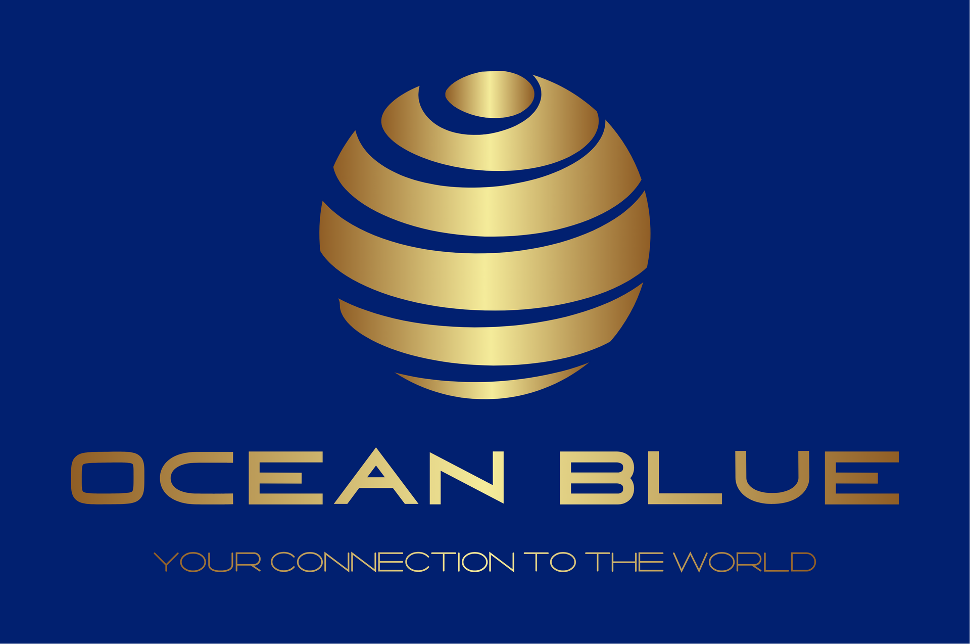 A logo for ocean blue your connection to the world