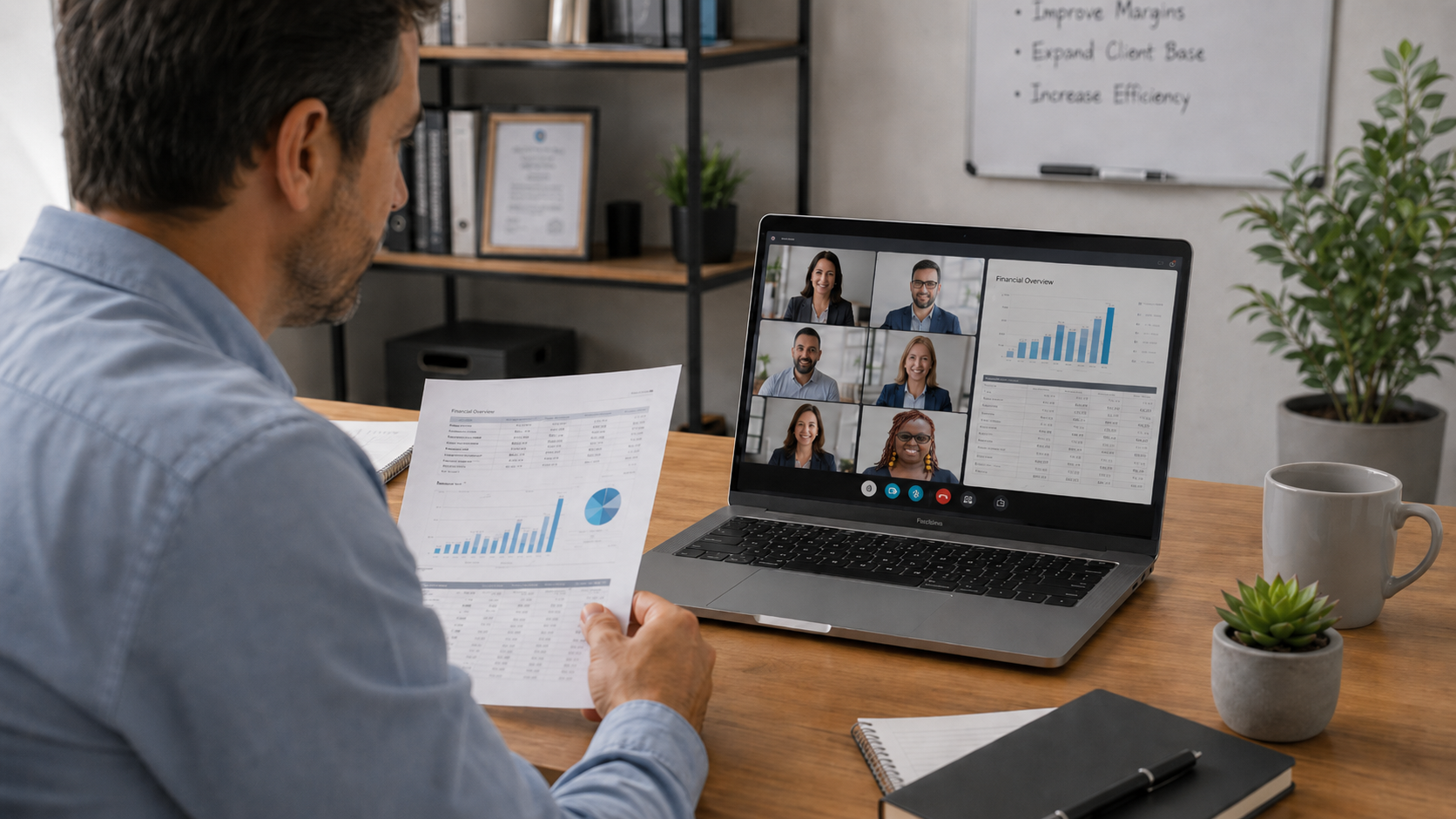 Fractional CFO advisor reviewing financial charts