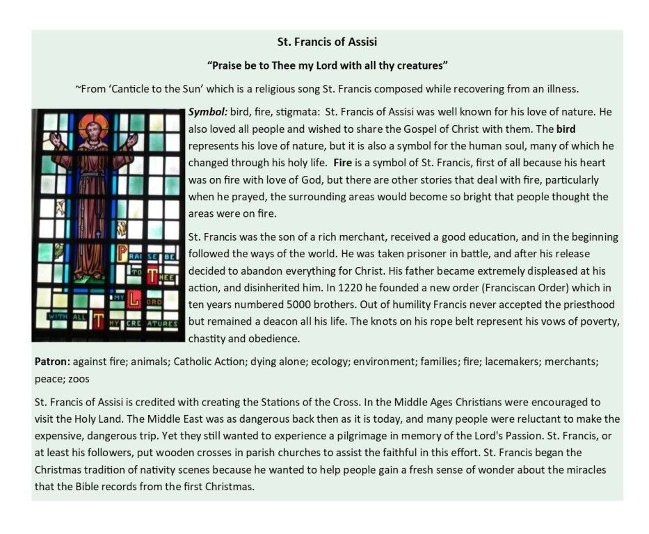 Stained-glass-style religious poster with Bible verses and a central crucifixion scene.