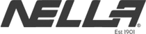 A black and white logo for the company nella
