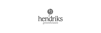 A black and white logo for hendriks greenhouses