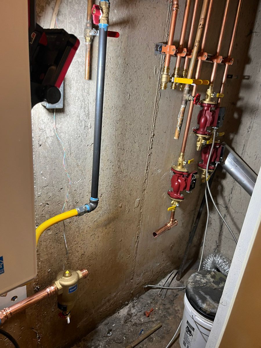 Boiler circulator pumps and piping inspected during a service call