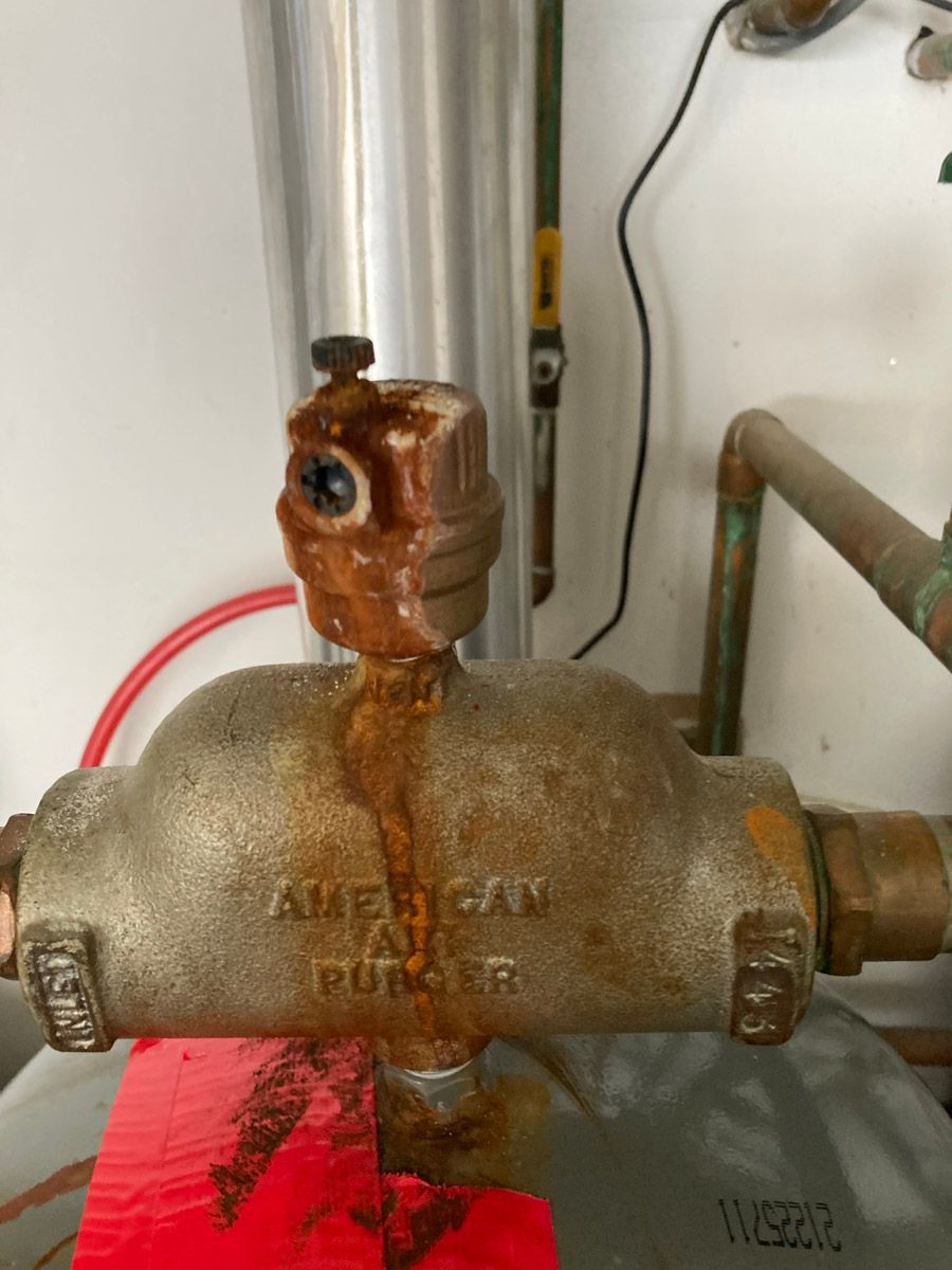 Failed air purger valve removed from a boiler that was replaced