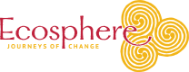 Ecosphere logo with orange spiral design and tagline “Journeys of Change”