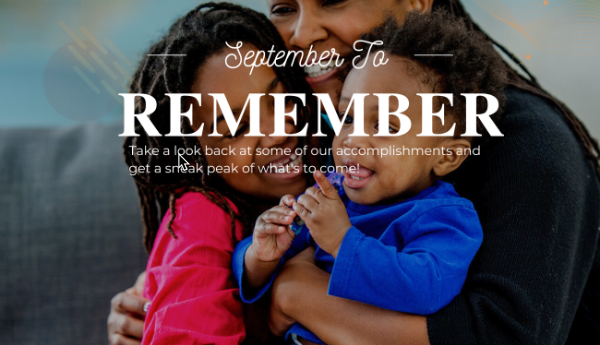 A woman is holding two children with the words september to remember on the bottom