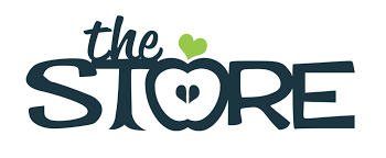 A logo for the store with an apple and a heart.