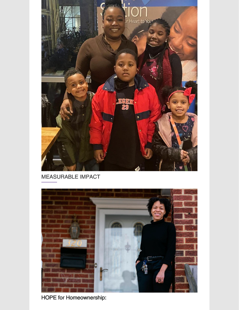 A woman and three children are posing for a picture in front of a brick building.