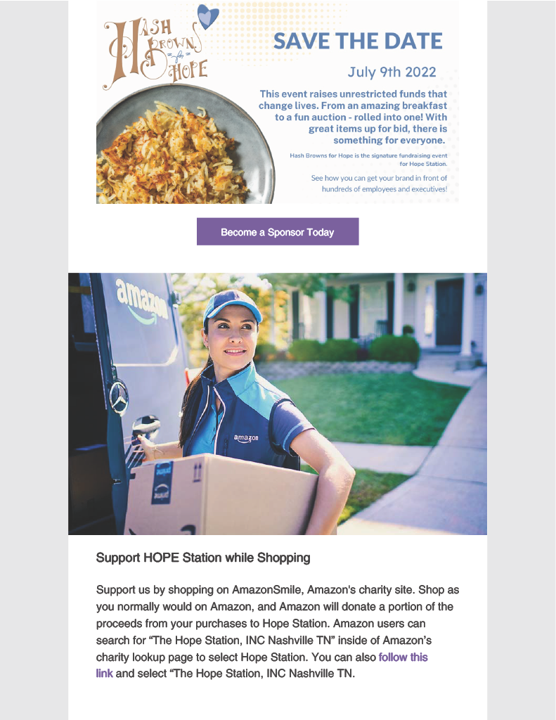 A woman is holding a box in front of a delivery truck.