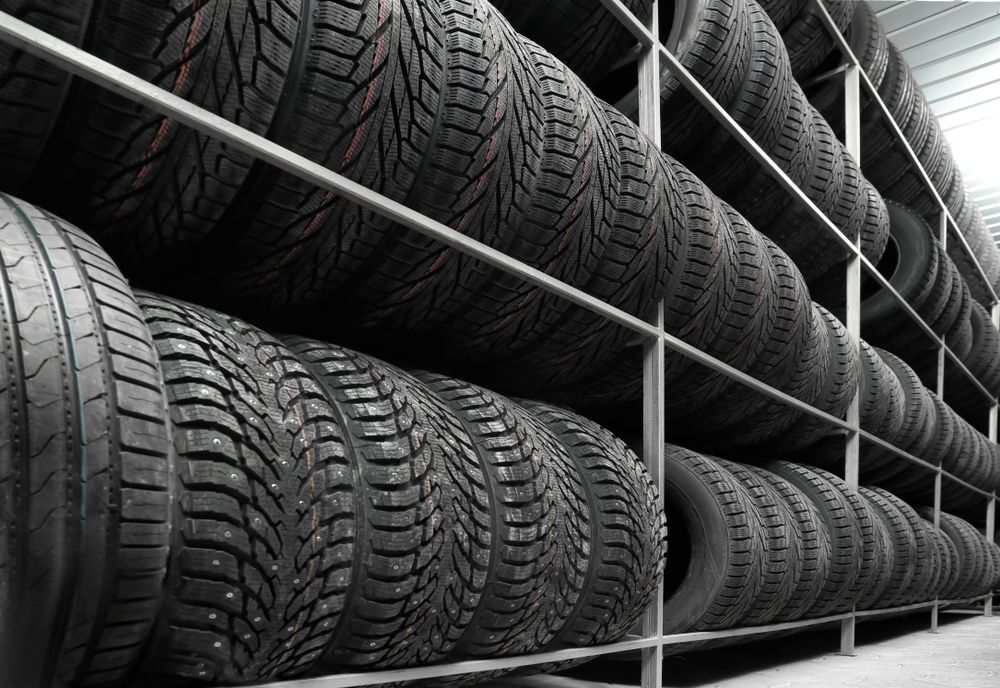 Stacked Rows Of Black Tyres