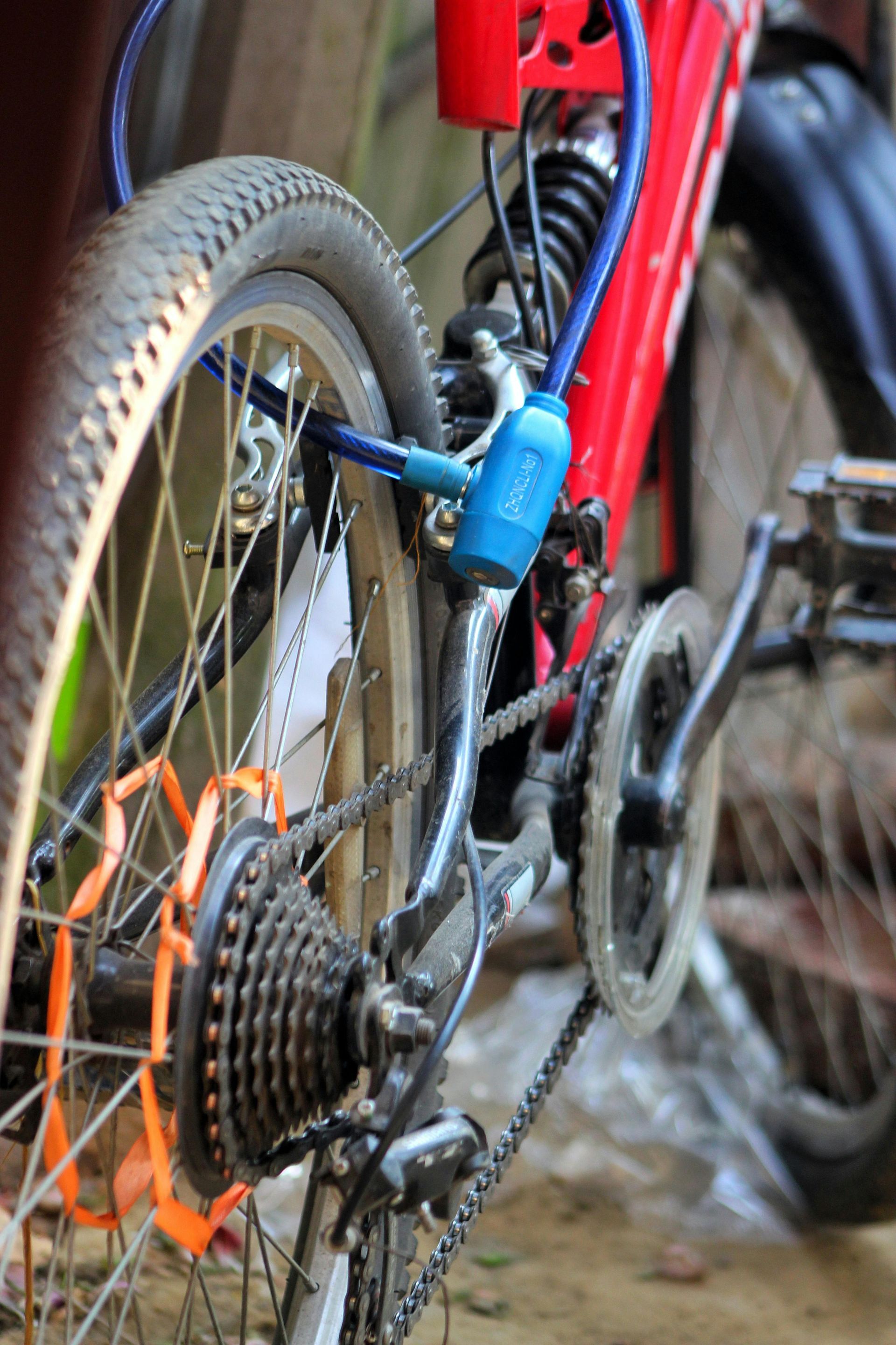 Close-up of bike wheels