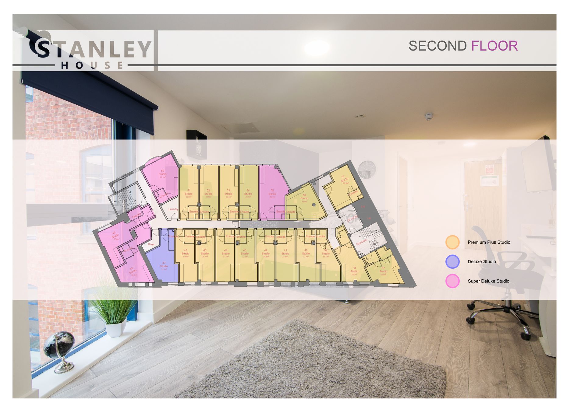 Stanley House Student Living second floor floor plan