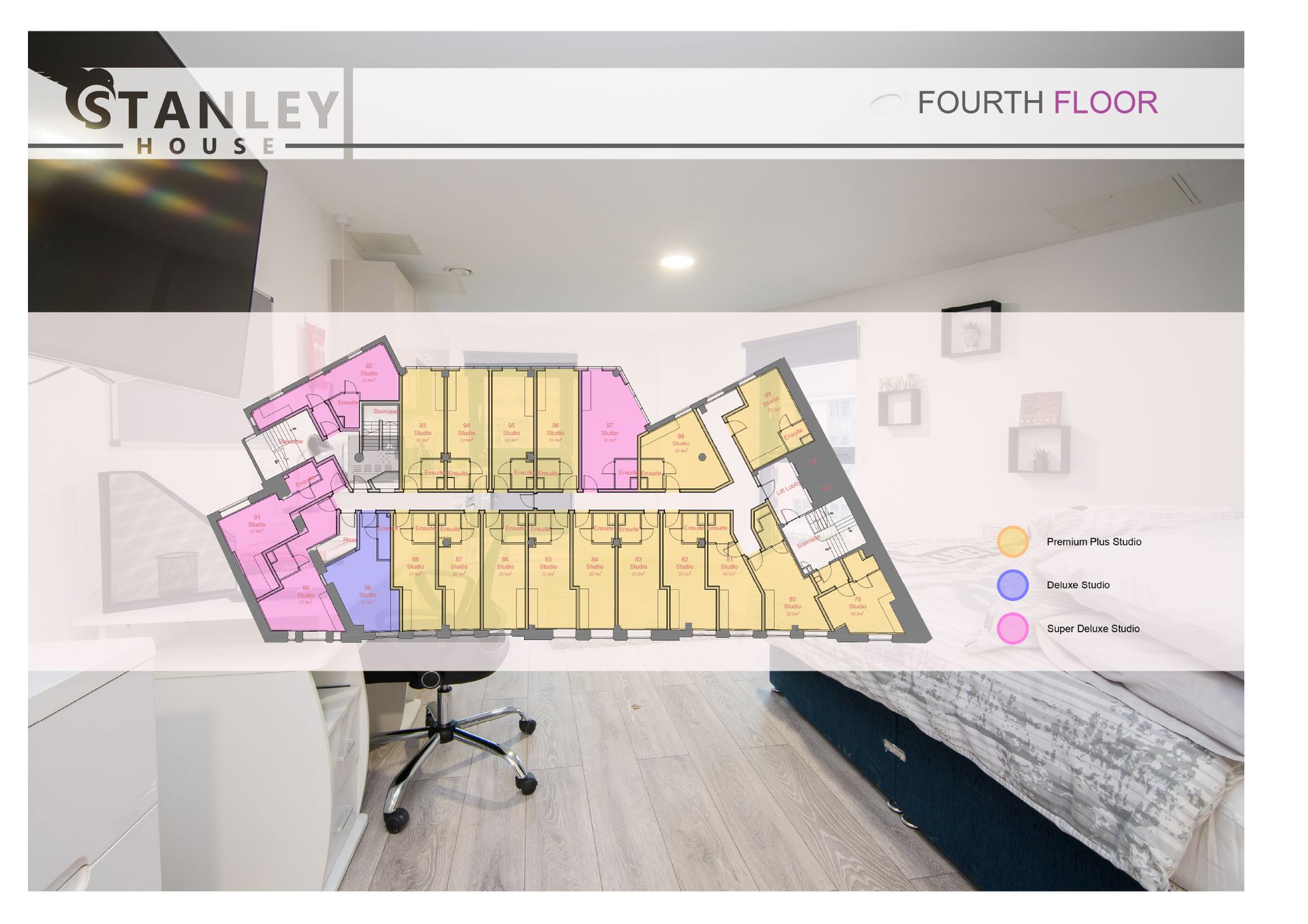 Stanley House Student Living fourth floor floor plan