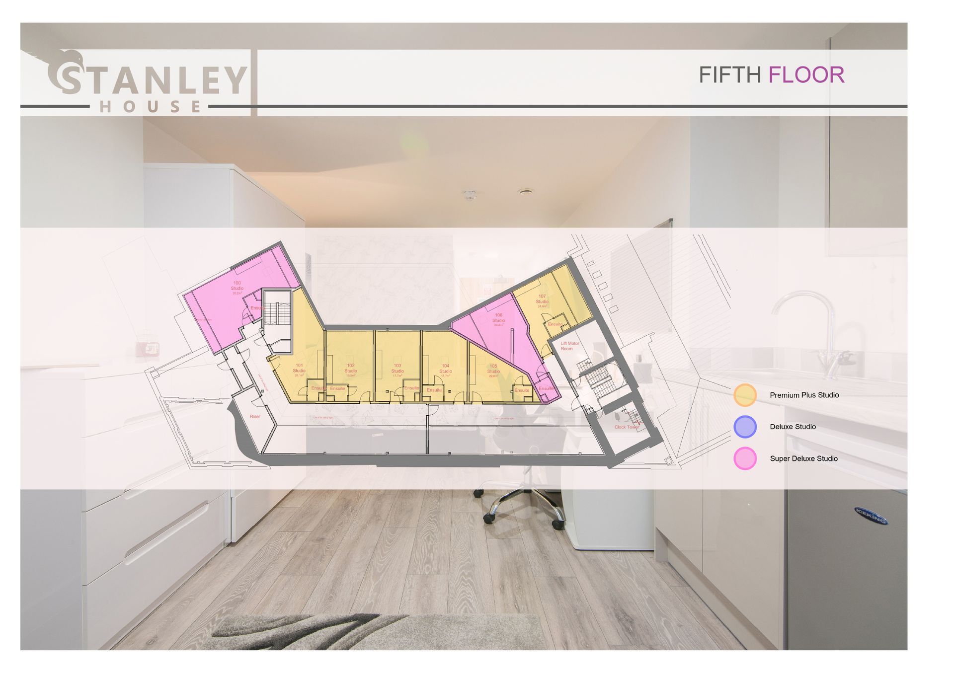 Stanley House Student Living fifth floor floor plan