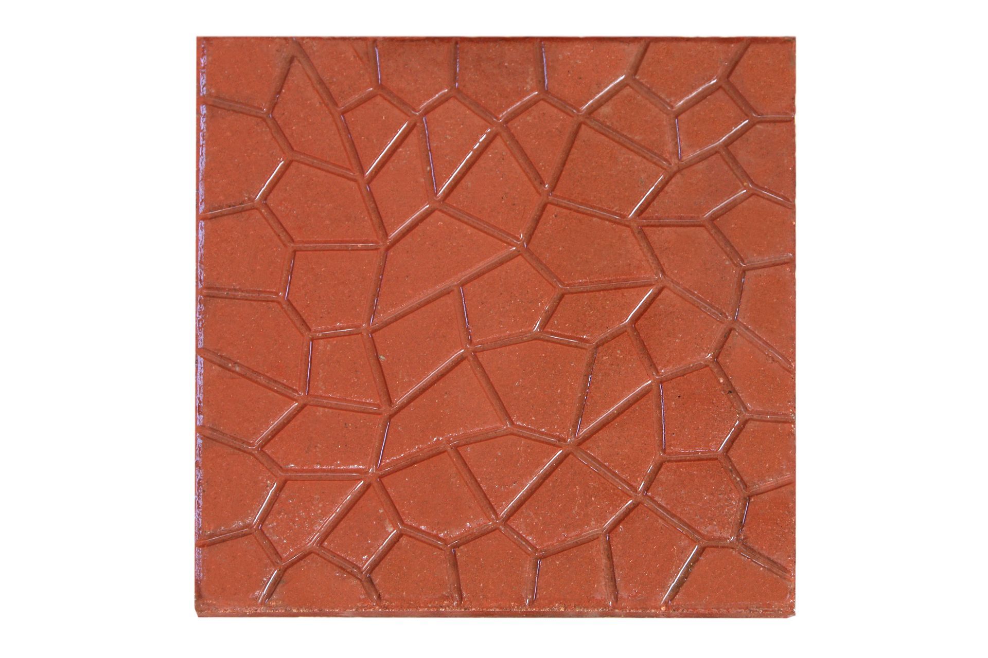 Piastrelle quadrate, di colore rosso-marrone, con un motivo a pietra screpolata e strutturata.
