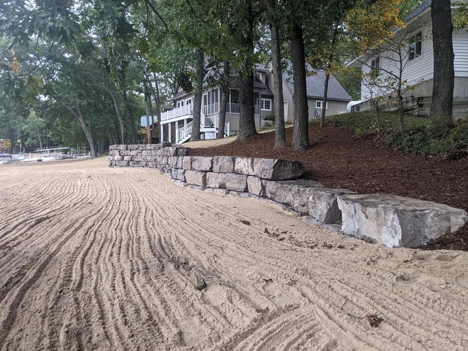 Beach side armour stone protective from tide and waves