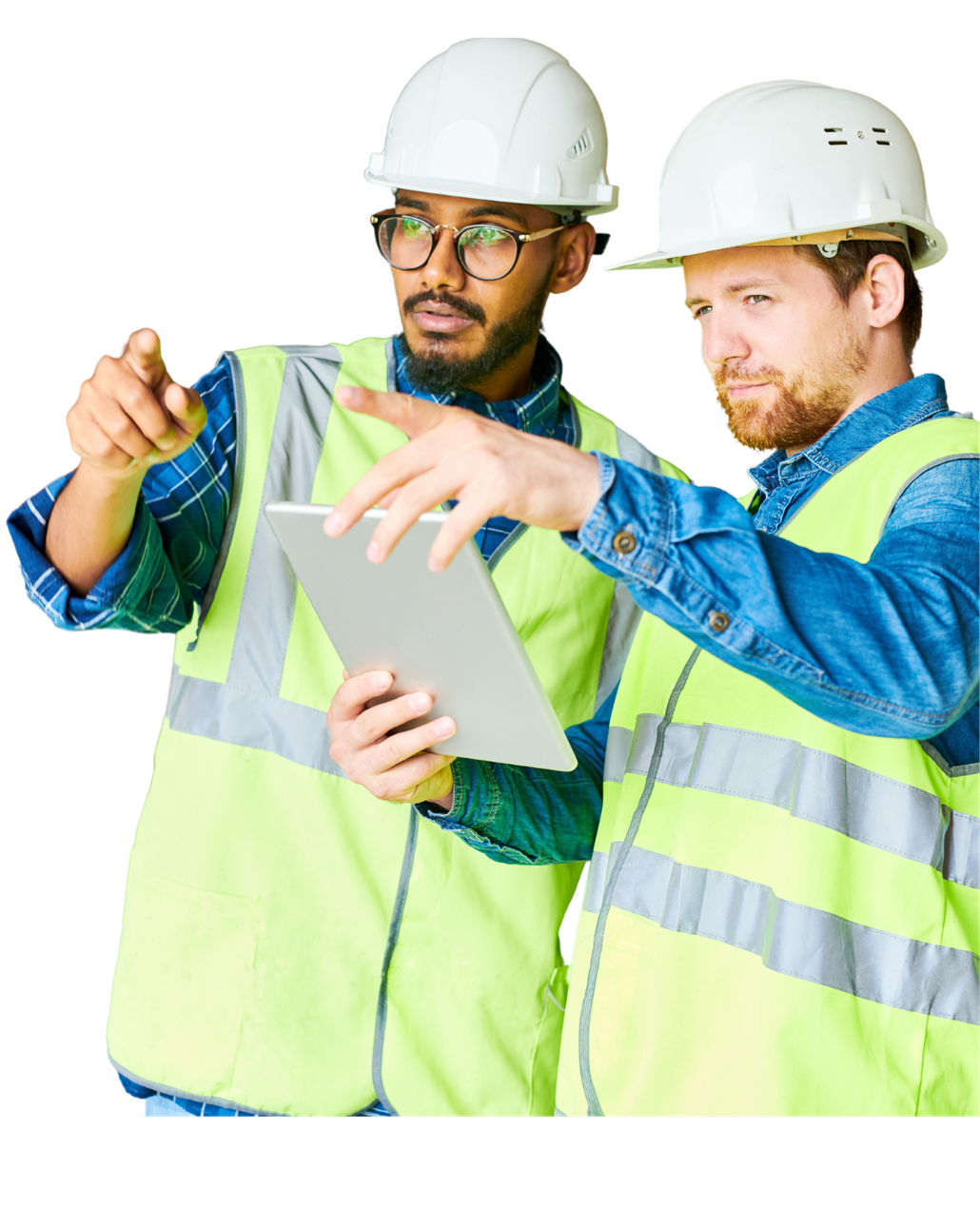 concrete contractors working on discussing concrete project scope