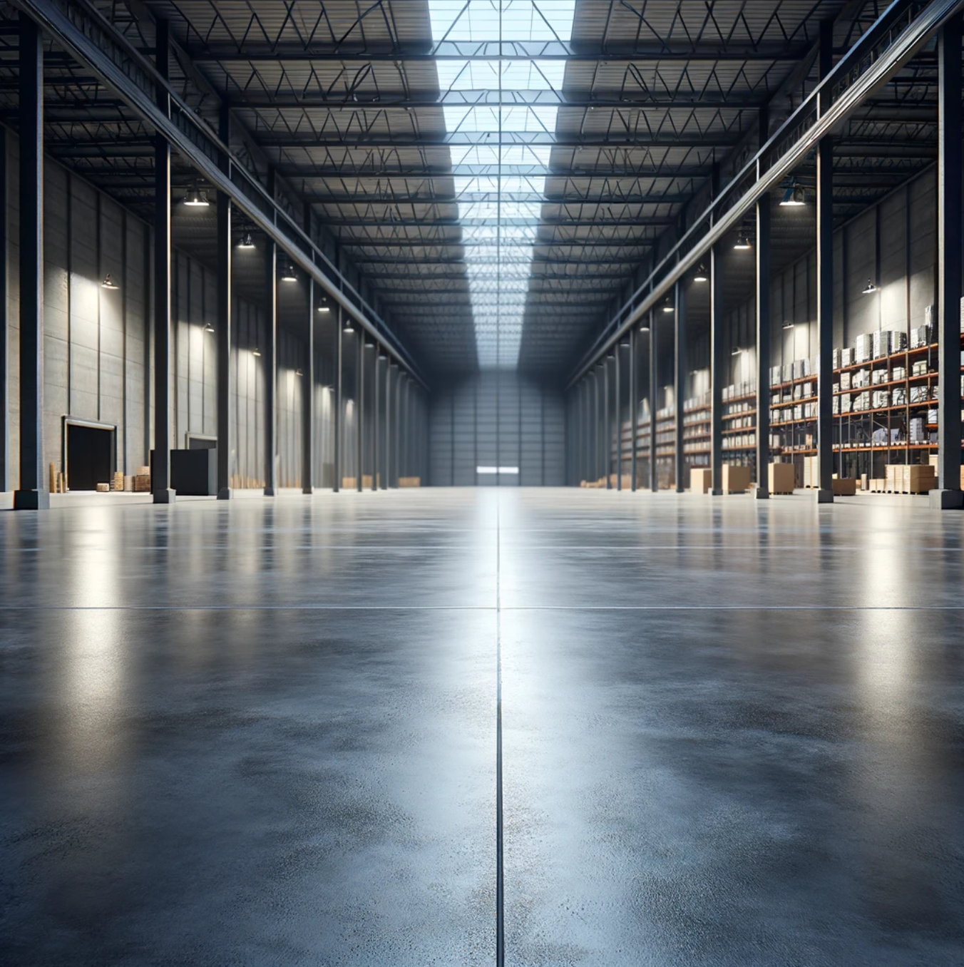 Image of concrete slab in warehouse