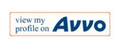 A logo that says view my profile on avvo
