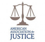 A logo for the american association for justice