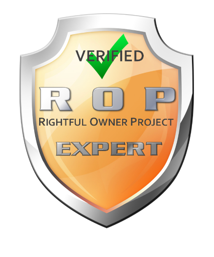A badge that says verified rightful owner project expert