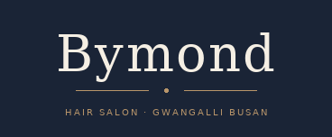 Bymond hair salon logo on a navy background, with gold text and “Gwanganli Busan” below at busan gwangalli haeundae