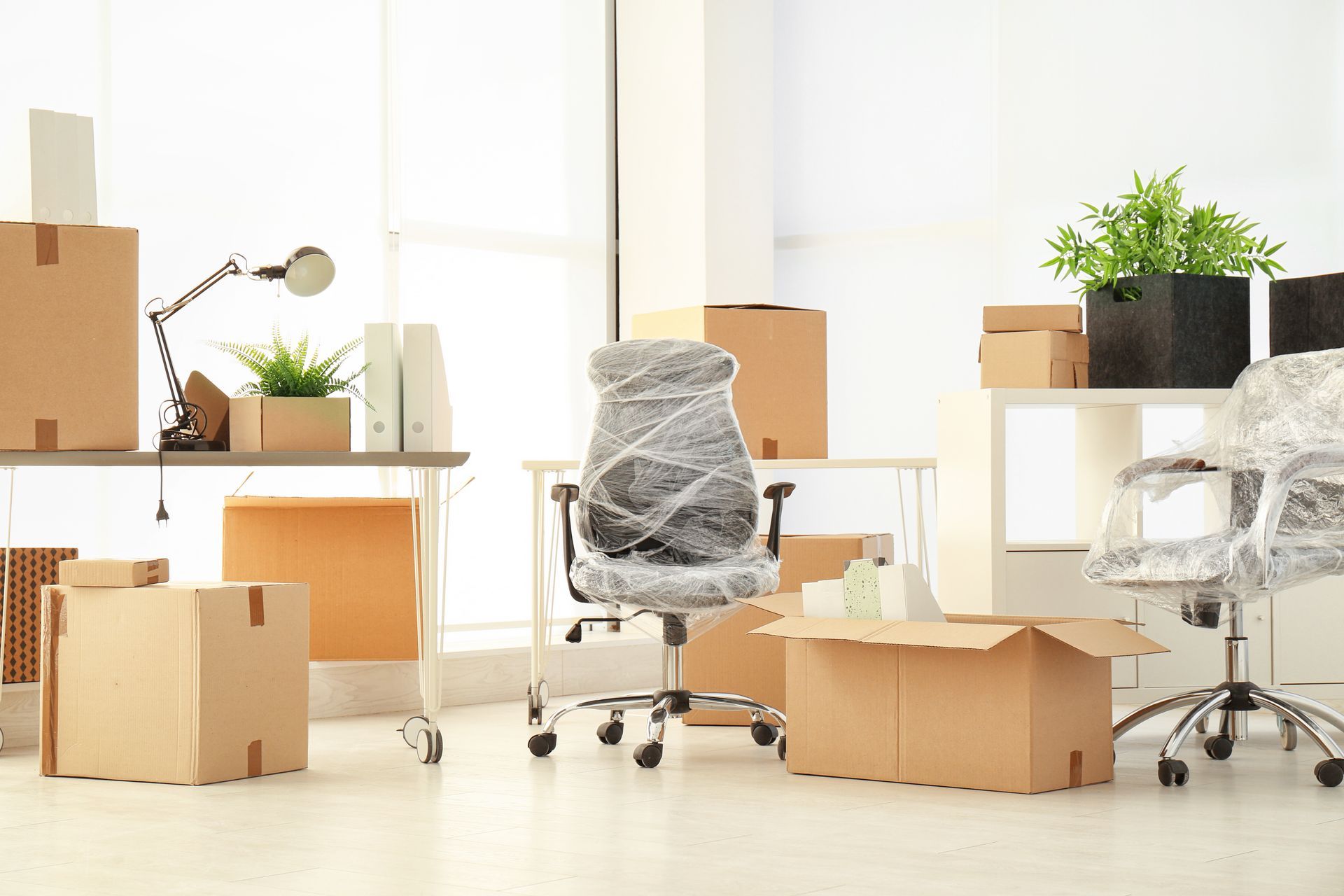 Office furniture being packed up