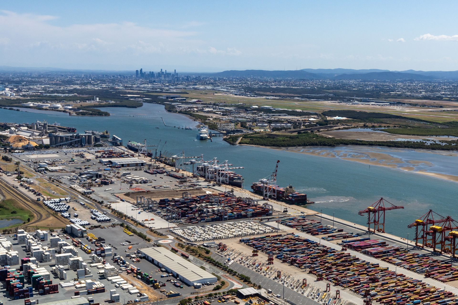 Aerial photograph of the Port of Brisbane