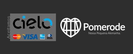 Two logos for cielo and pomerode are on a black background.