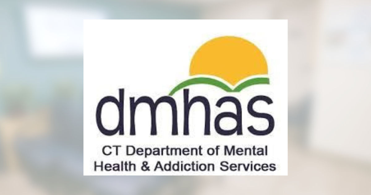 DMHAS logo for Connecticut Department of Mental Health and Addiction Services with sun and green arc