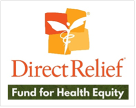 Direct Relief logo with orange medical symbol and green banner reading “Fund for Health Equity”