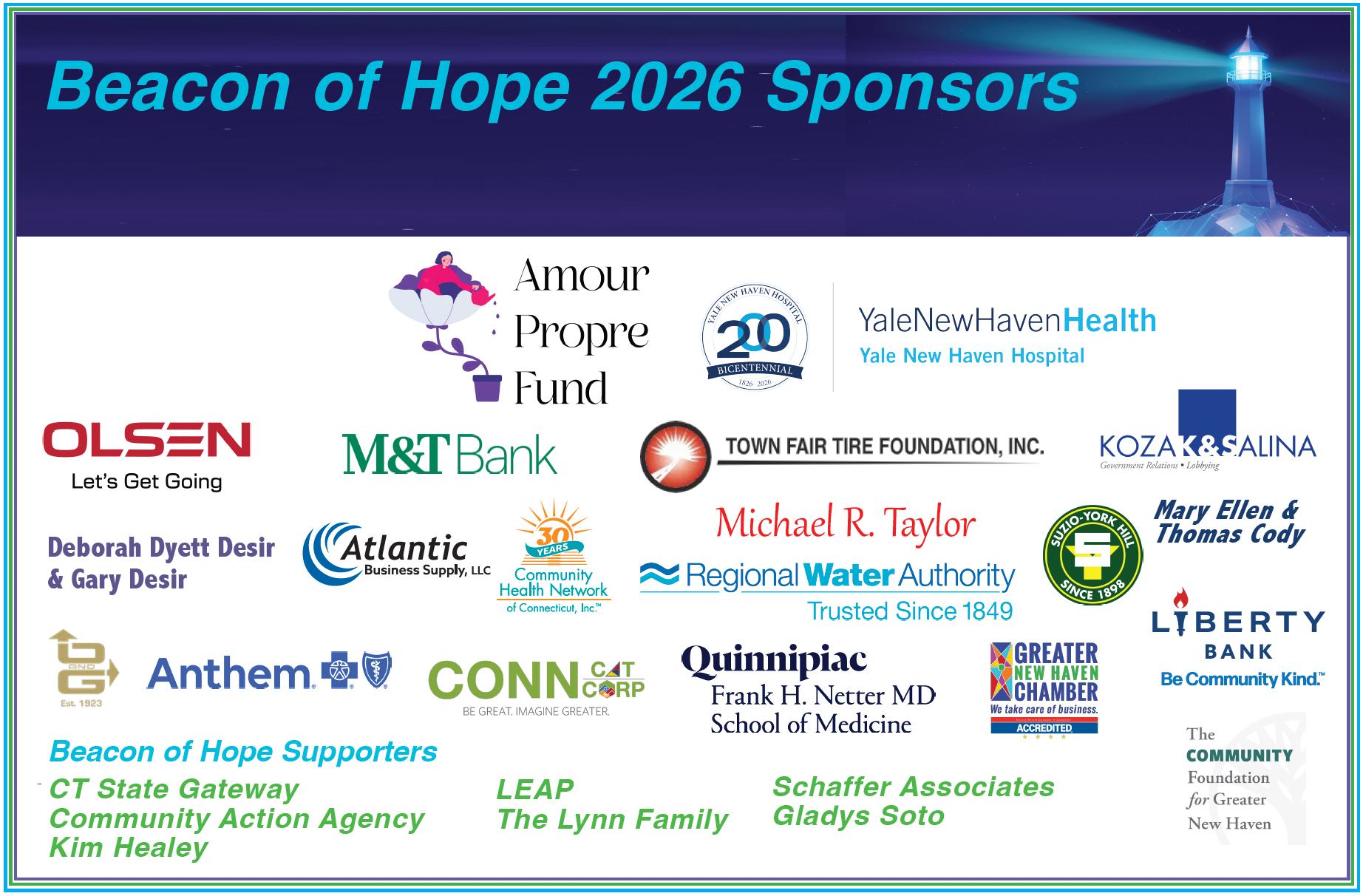Beacon of Hope 2026 sponsors collage with multiple logos on a light blue banner background