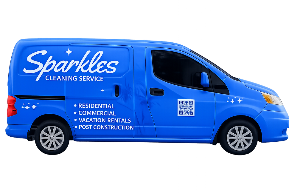 Blue van for Sparkles cleaning in Destin FL