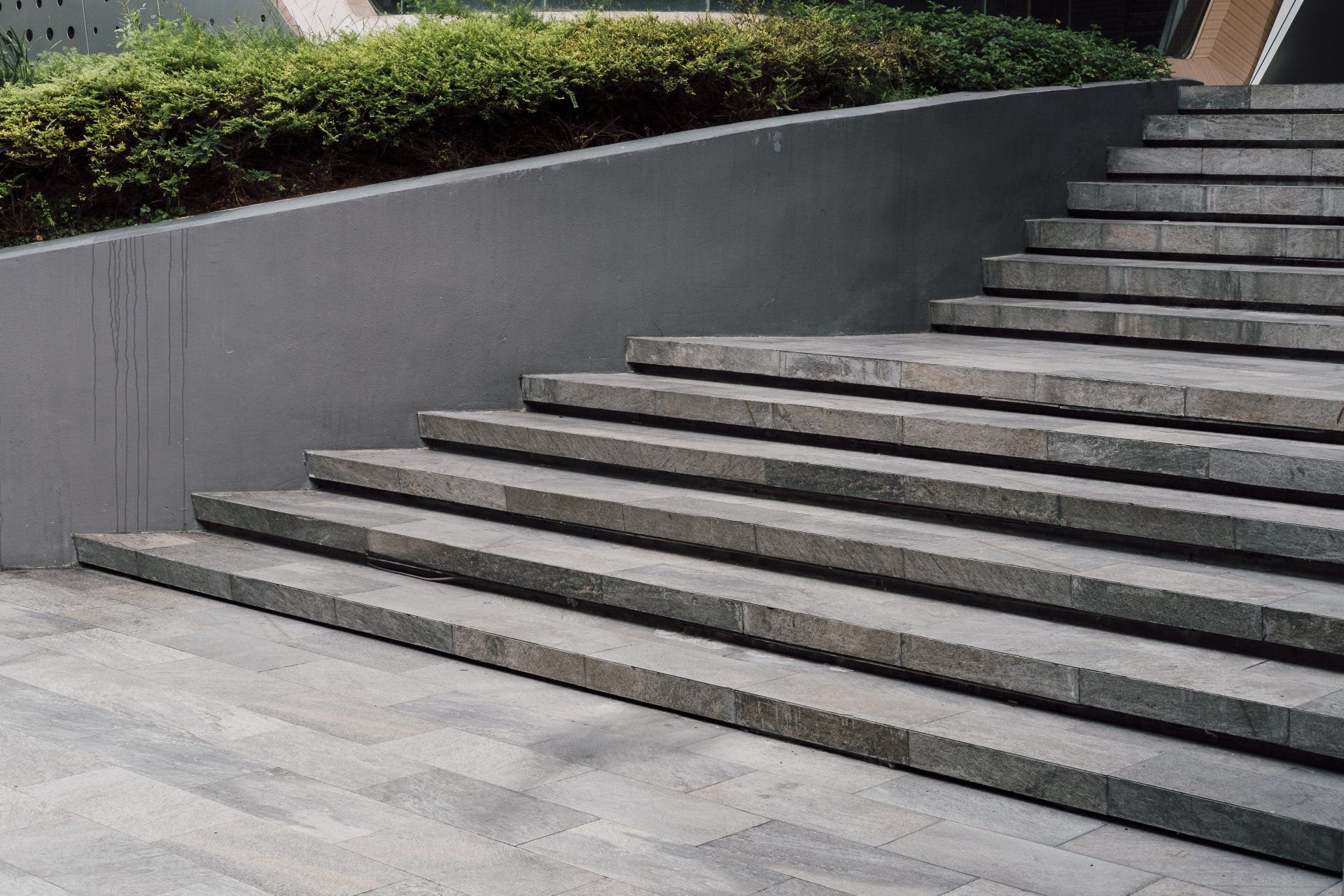 New concrete stairs in a city.