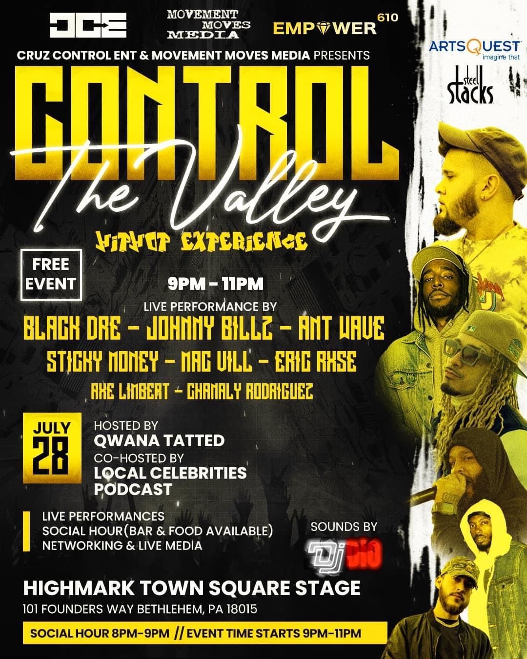 A poster for a concert called control the valley