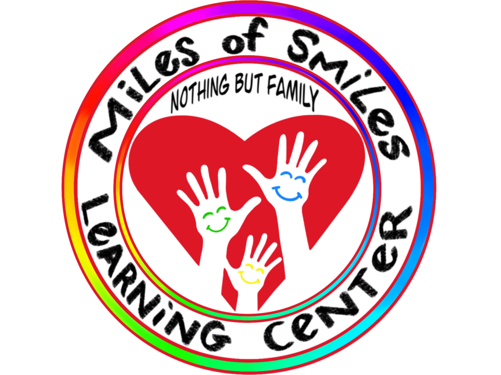 A colorful logo for miles of smiles learning center