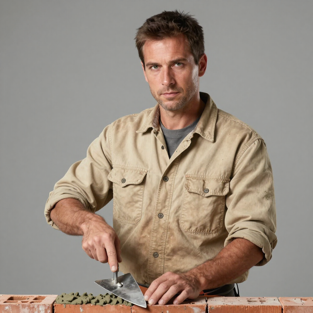 Man cutting a vegetable on a wooden board with a chef's knife, wearing a beige shirt