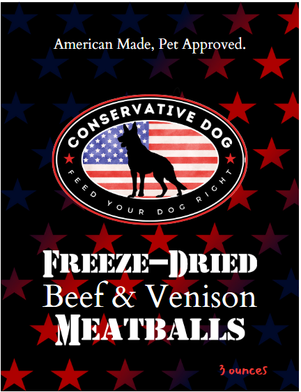 Conservative dog freeze dried beef and venison meatballs