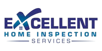 Logo for Excellent Home Inspection Services in blue and gray with a stylized roof above the text