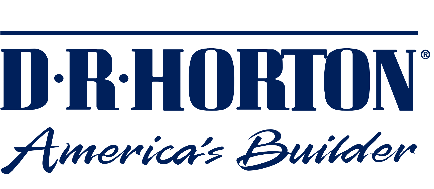 D.R. Horton logo with navy text and slogan “America’s Builder” in blue script